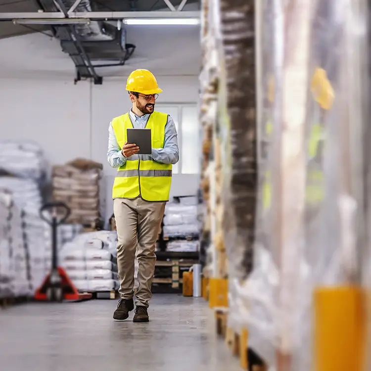 Opérateur utilisant la gestion centralisée des pesées, des contenants et des conteneurs, avec identification, codes‑barres et traçabilité logistique améliorée dans Sage X3 R1 2025