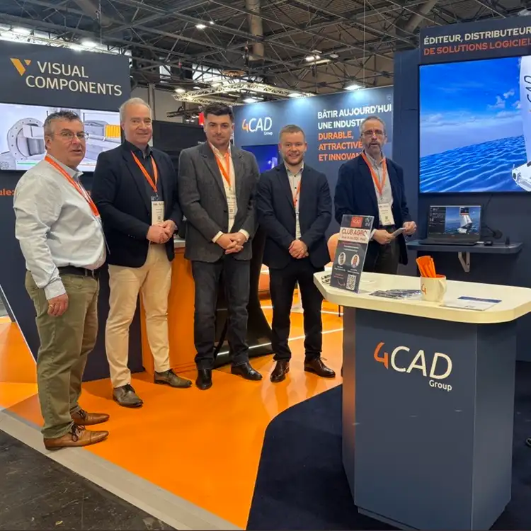 4CAD Group au salon Global Industrie, près du totem Visual Components